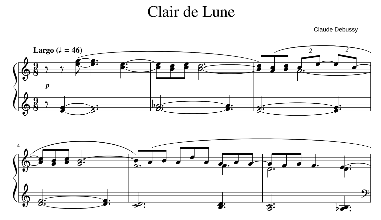 Debussy Clair De Lune Easy Piano Sheet Music Debussy Clair De Lune Easy Piano Sheet Music